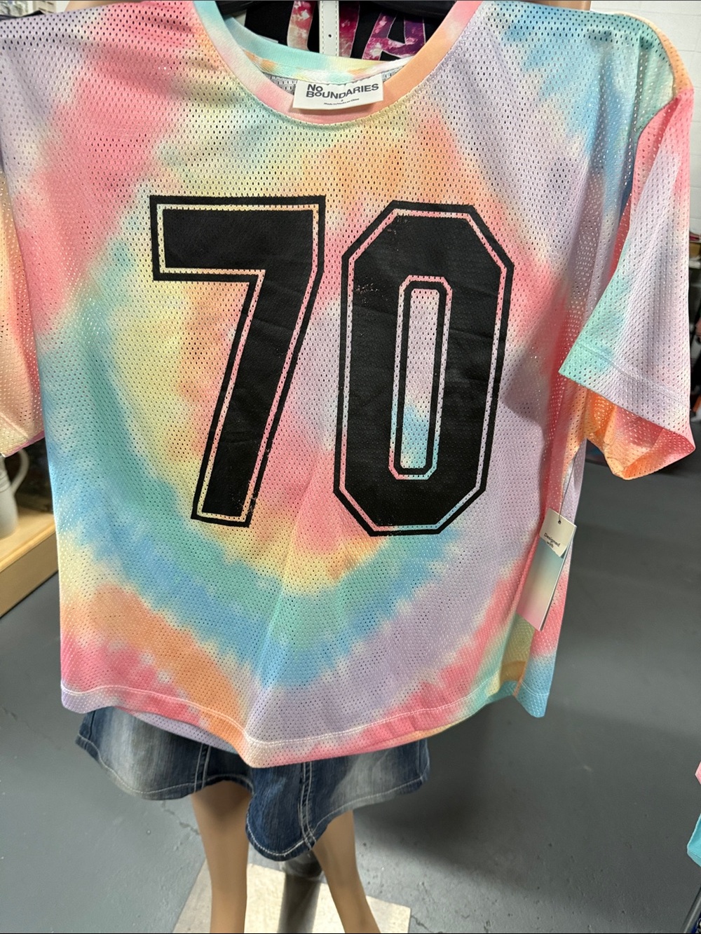 No Boundaries Pastel Tie-Dye '70' Mesh Jersey - Pink, Blue, Yellow, Green